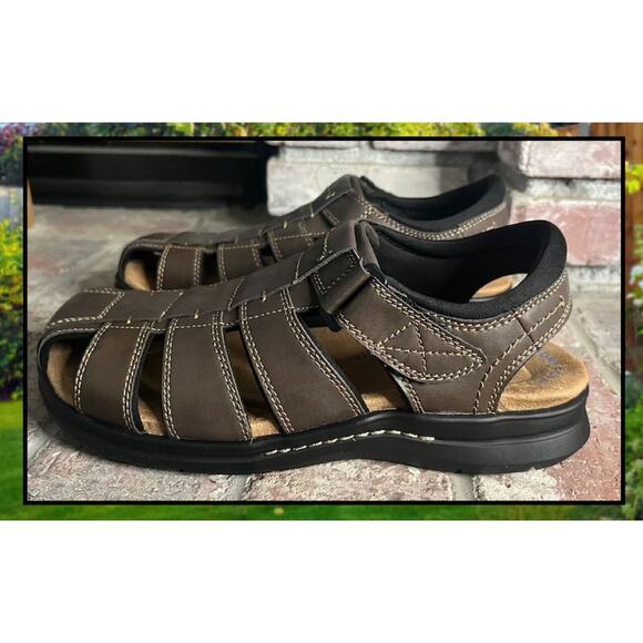 DOCKERS MEN'S Fusion Memory Foam Footbed Dark Brown Size 10 NEW - Picture 4 of 7